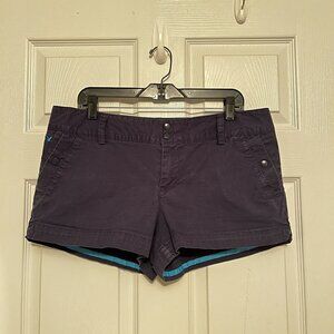 Y2K American Eagle Women’s Size 14 Chino Shortie Shorts Blue Stretch 3” Inseam